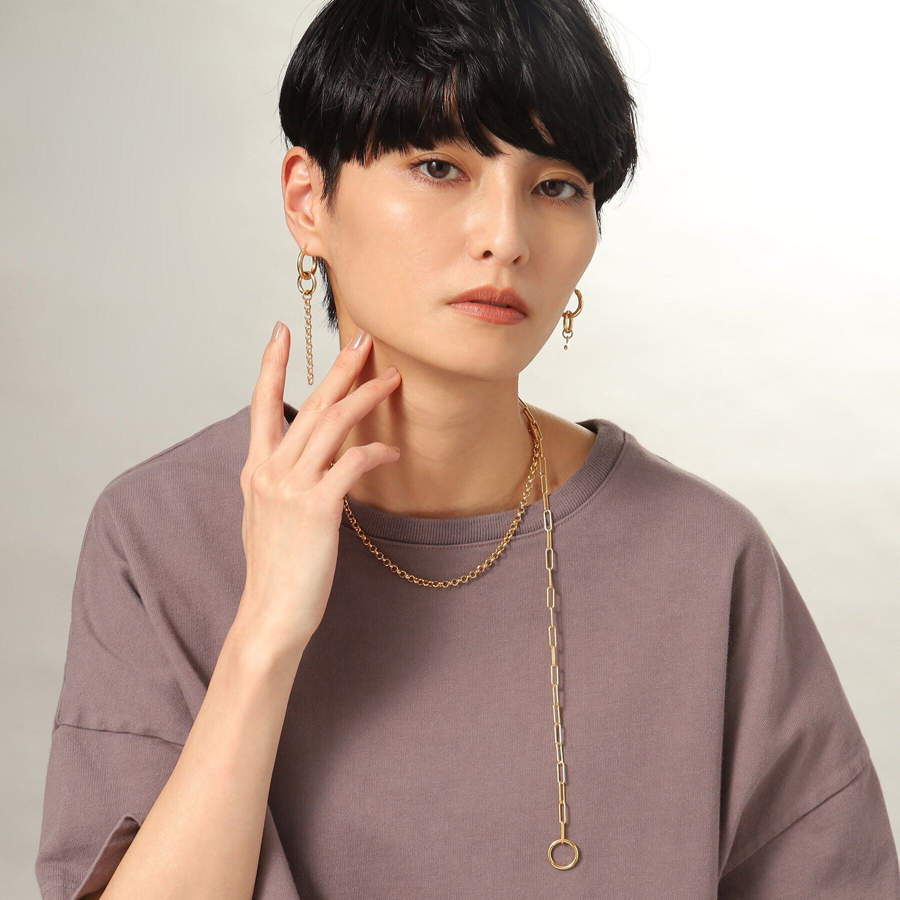 COCOSHNIK ONKITSCH「シルバー マルチチェーンネックレス ミックスチェーン GP」|ネックレス|