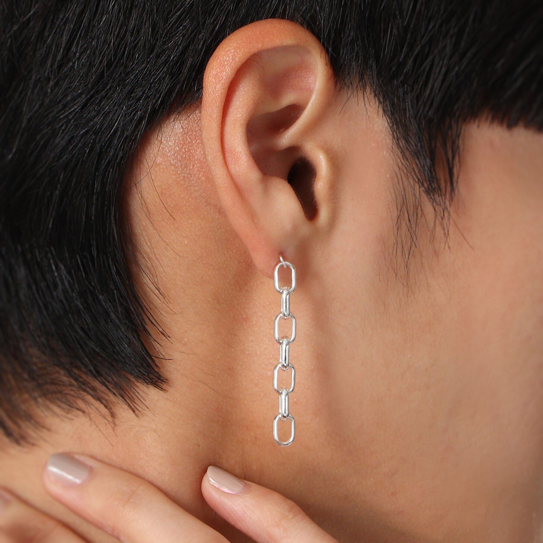 COCOSHNIK ONKITSCH「シルバー ドームチェーン ストレートピアス」|ピアス|