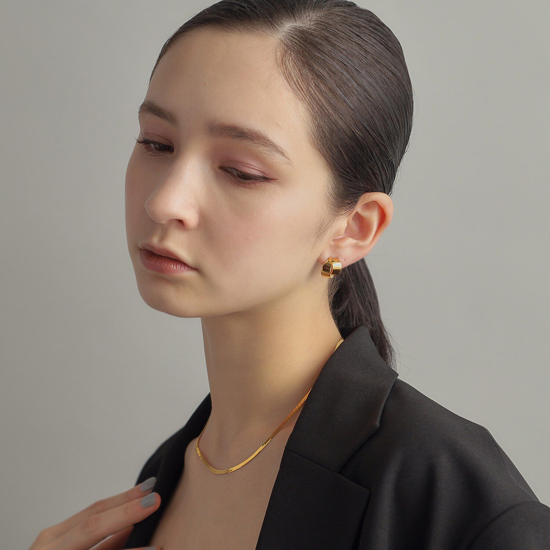 COCOSHNIK ONKITSCH「◆シルバー デザインチェーン フラットスネークネックレスM GP」|ネックレス|