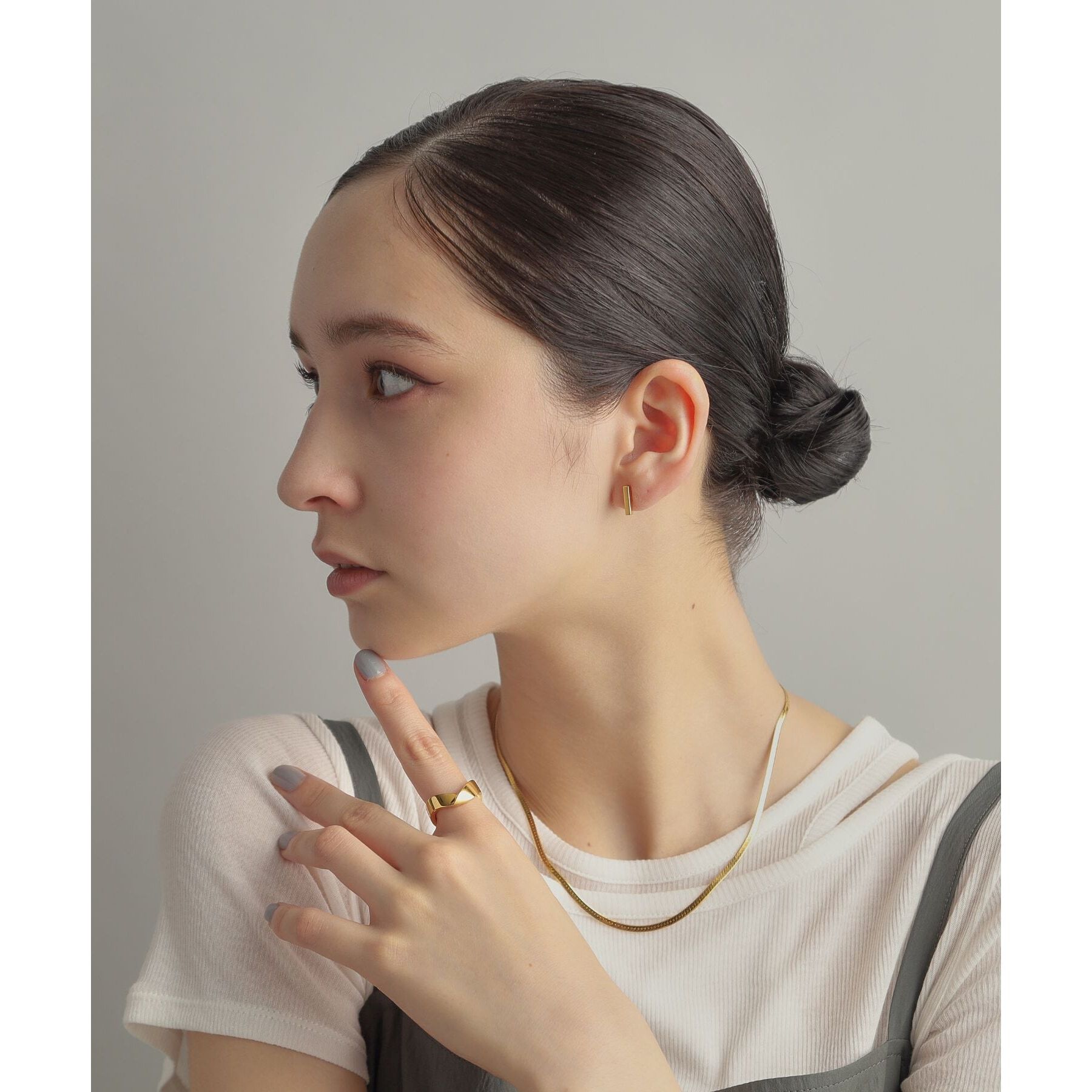 COCOSHNIK ONKITSCH「◆シルバー デザインチェーン フラットスネークネックレスM GP」|ネックレス|