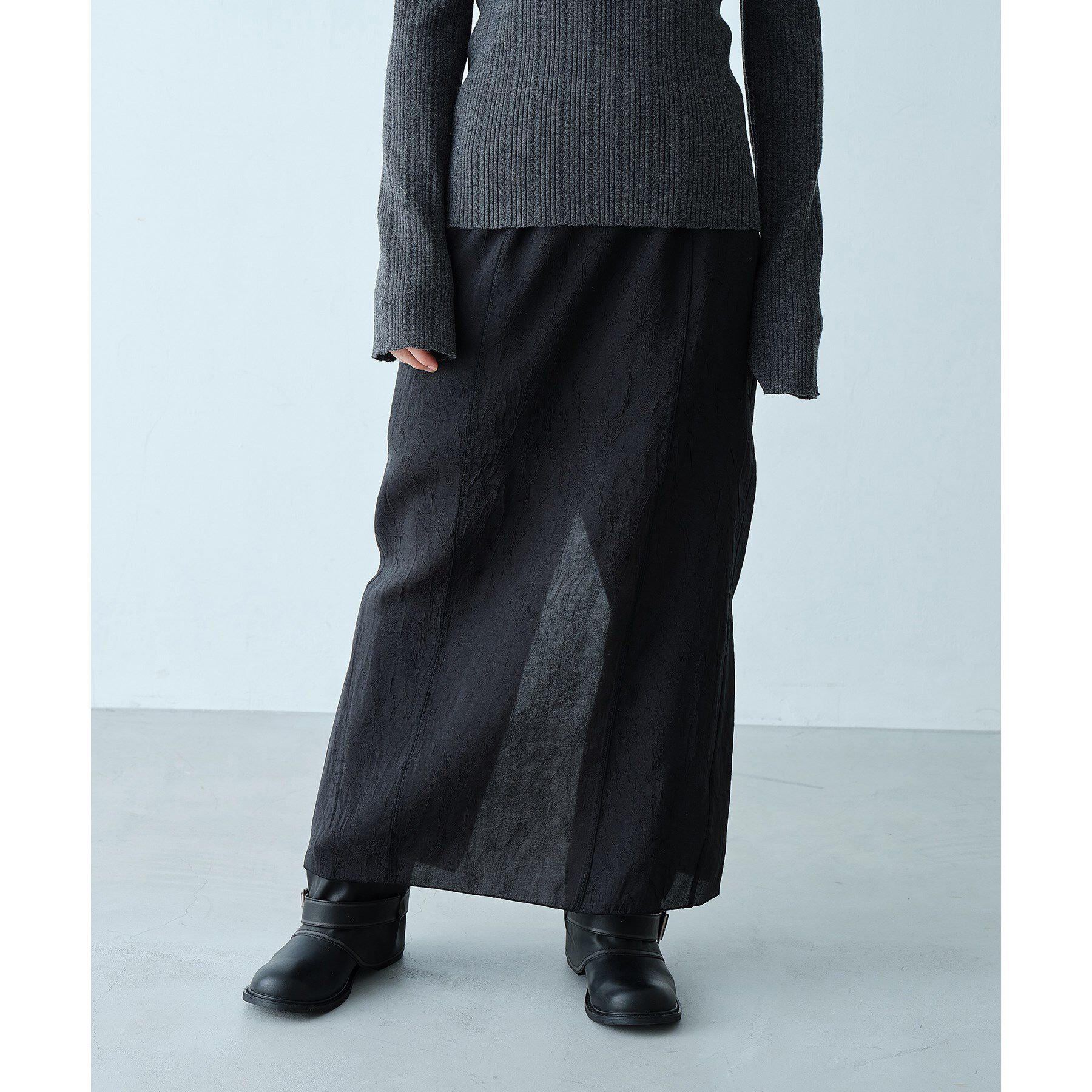 CODE A「pencil sheer skirt」|スカート|ブラック(019)