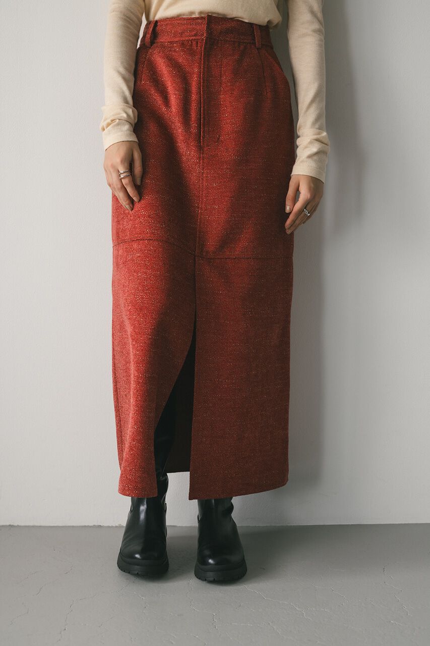 STYLEMIXER「フロントスリットツイードスカート」|スカート|RED