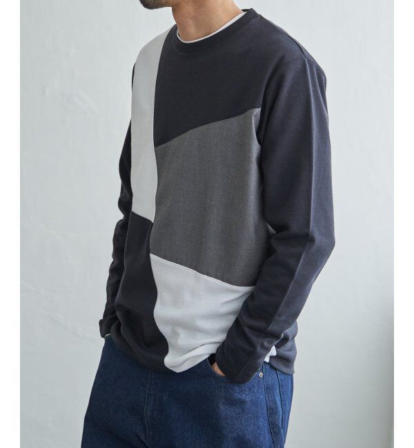 ikka「ブロックスポンチロンT」|Tシャツ・カットソー|ネイビー