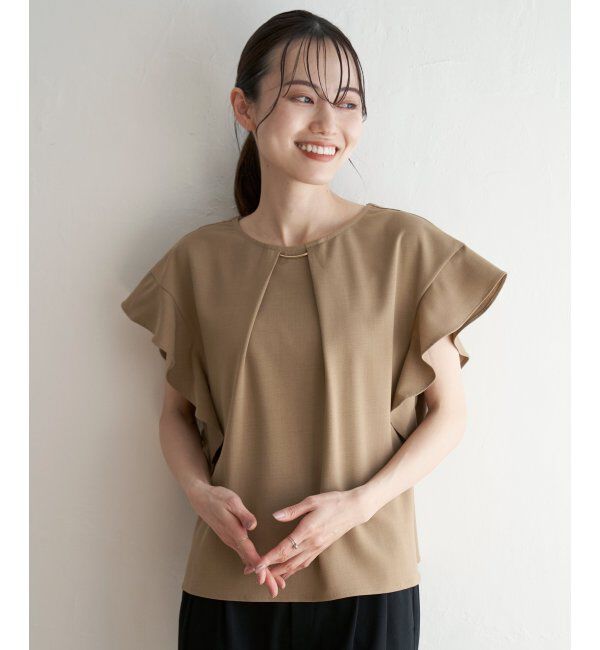 IKKA LOUNGE「麻調バー付きブラウス」|シャツ・ブラウス|
