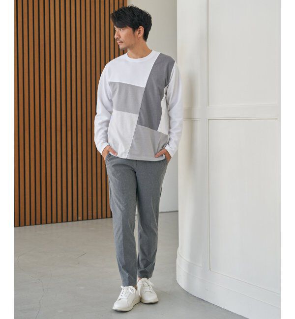 ikka「ブロックスポンチ切り替えロンT」|Tシャツ・カットソー|