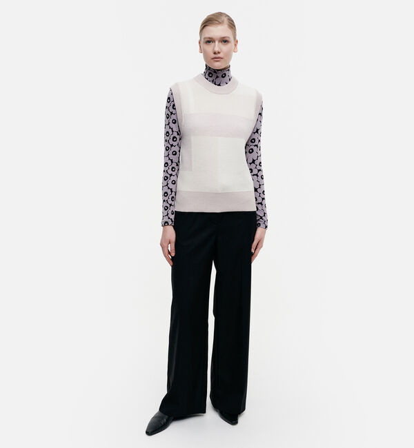 Marimekko「Edla Attika ニットベスト」|ニット・セーター|ﾍﾞｰｼﾞｭ&times;ｵﾌﾎﾜｲﾄ