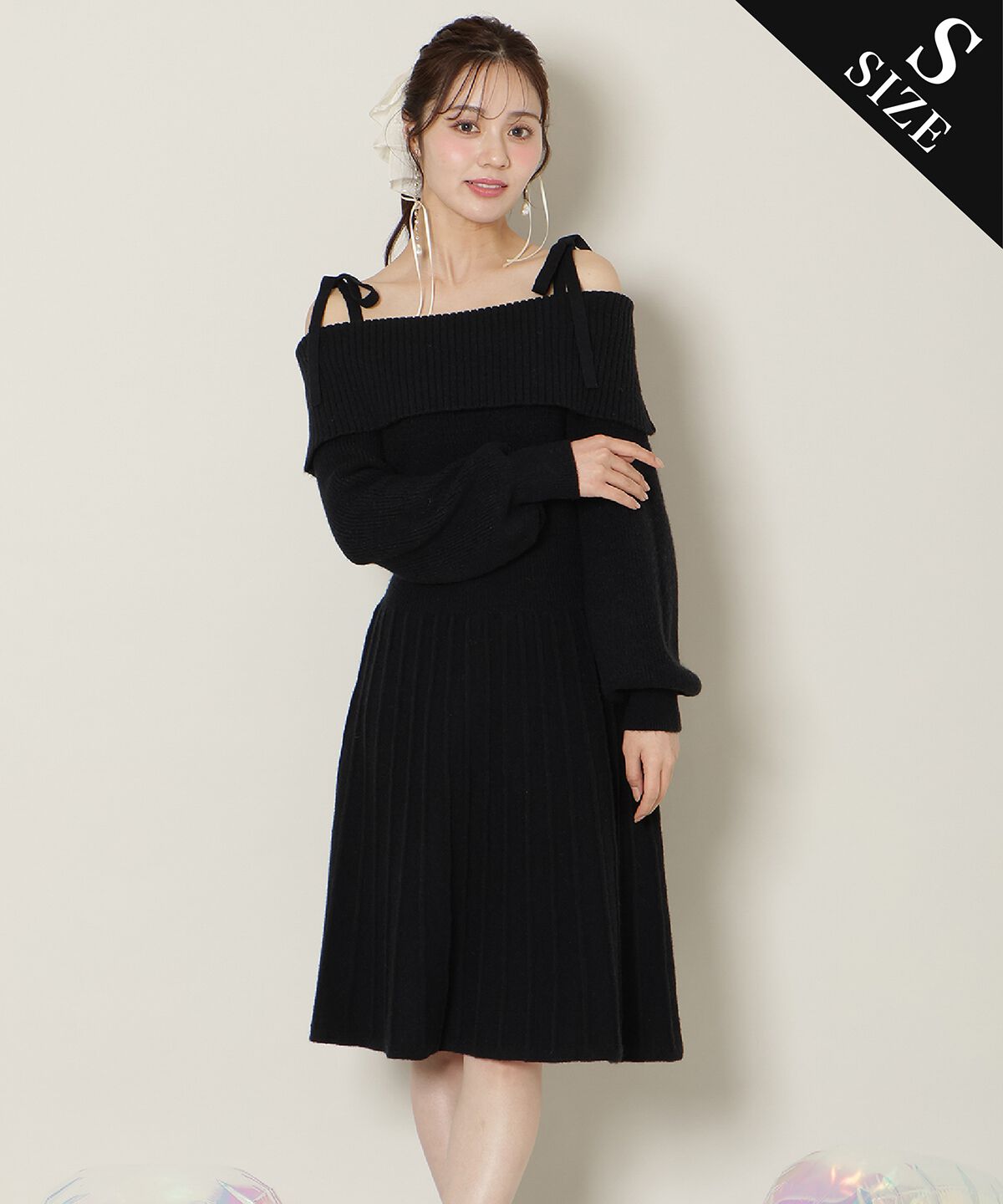 WILLSELECTION「オープンショルダープリーツニットワンピース」|ワンピース|