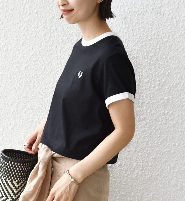 SHIPS for women「FRED PERRY:G9163 CROPPED RINGER TEE」|Tシャツ・カットソー|