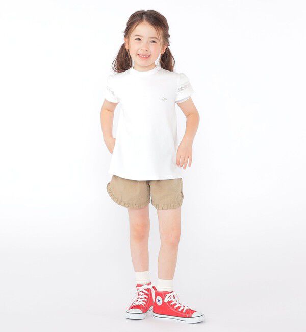 SHIPS KIDS「SHIPS KIDS:100～130cm/袖レース デザイン Tシャツ」|Tシャツ・カットソー|