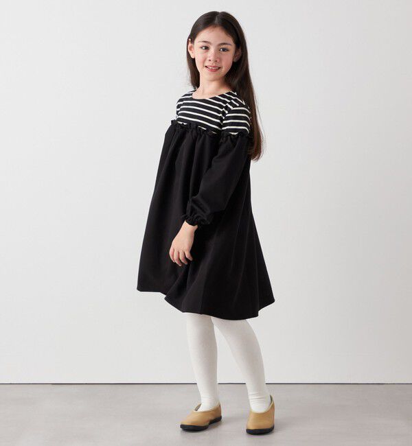 SHIPS any「SHIPS any:〈洗濯機可能〉ボーダー/ソリッド 切り替え ワンピース<KIDS>」|ワンピース|
