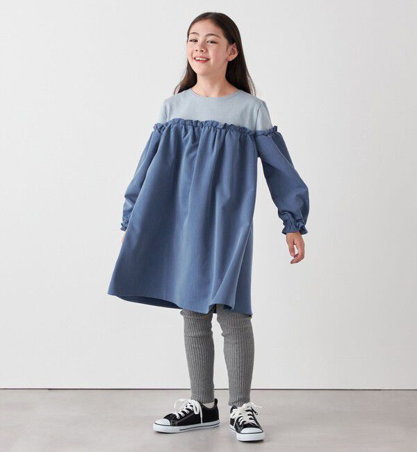 SHIPS any「SHIPS any:〈洗濯機可能〉ボーダー/ソリッド 切り替え ワンピース<KIDS>」|ワンピース|