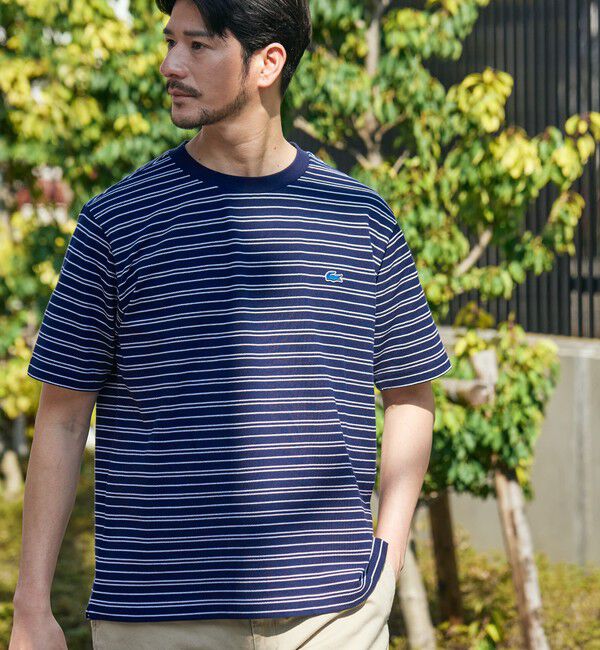 SHIPS「【SHIPS別注】LACOSTE: マイクロ ボーダー Tシャツ」|Tシャツ・カットソー|