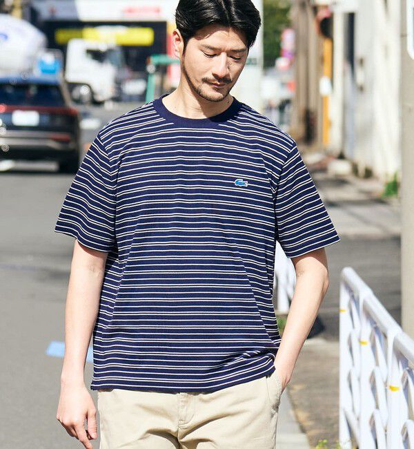 SHIPS「【SHIPS別注】LACOSTE: マイクロ ボーダー Tシャツ」|Tシャツ・カットソー|