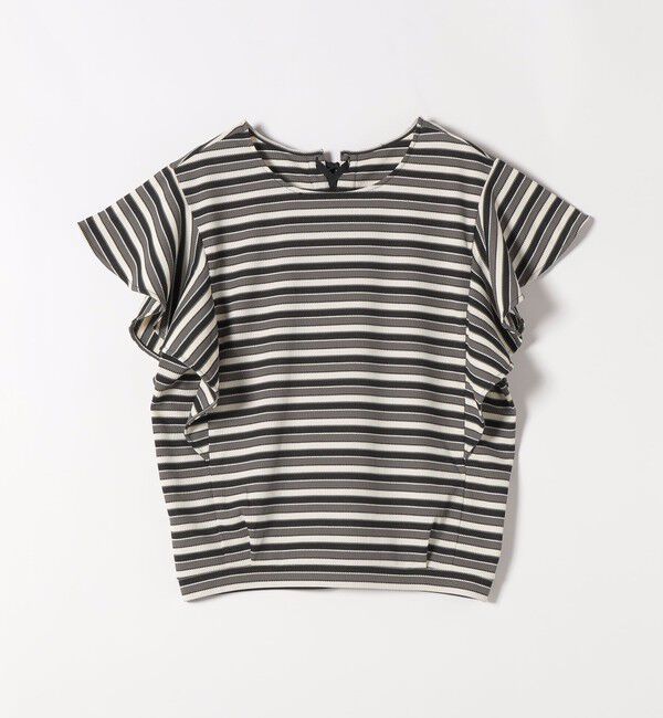 quaranciel「quaranciel:〈洗濯機可能〉マルチボーダー ラッフル コクーン プルオーバー」|Tシャツ・カットソー|