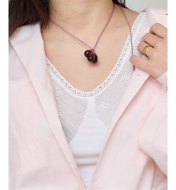 IENA LA BOUCLE「IENA LA BOUCLE テレコレースコンビタンクトップ」|タンクトップ|ホワイト