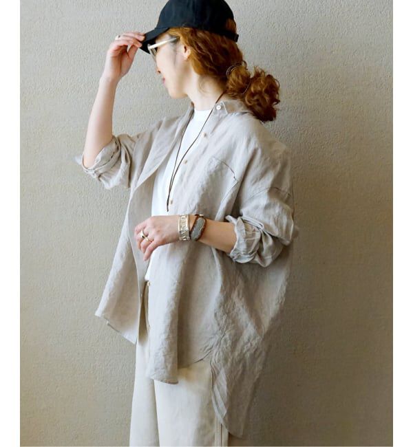 journal standard luxe「40リネン レギュラーカラーシャツ」|シャツ・ブラウス|ベージュ