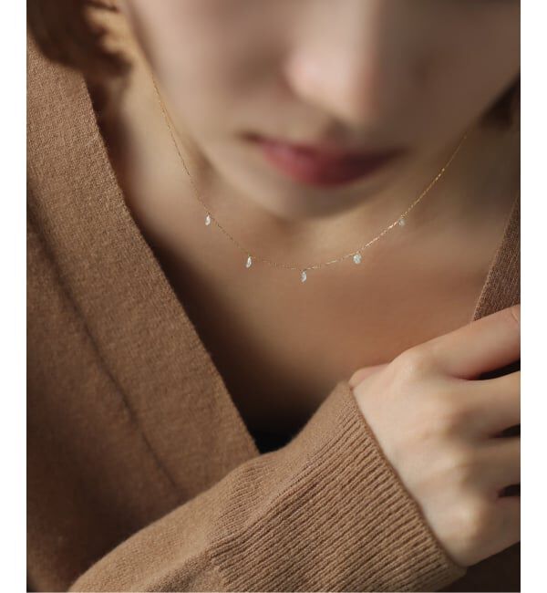 Lilas by Spick&Span「ペアシェイプホールダイヤ5pネックレス K18」|ネックレス|