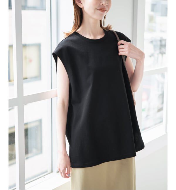 U by SPICK&SPAN「《予約》サイドスリットノースリーブ」|Tシャツ・カットソー|ブラック