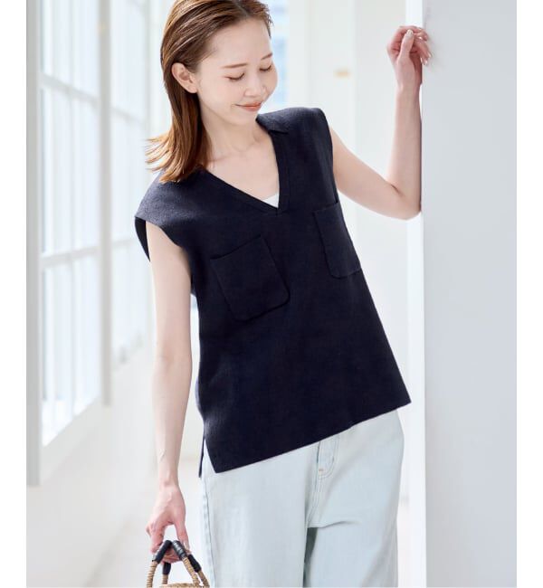 U by SPICK&SPAN「ブークレノースリーブニット」|ニット・セーター|
