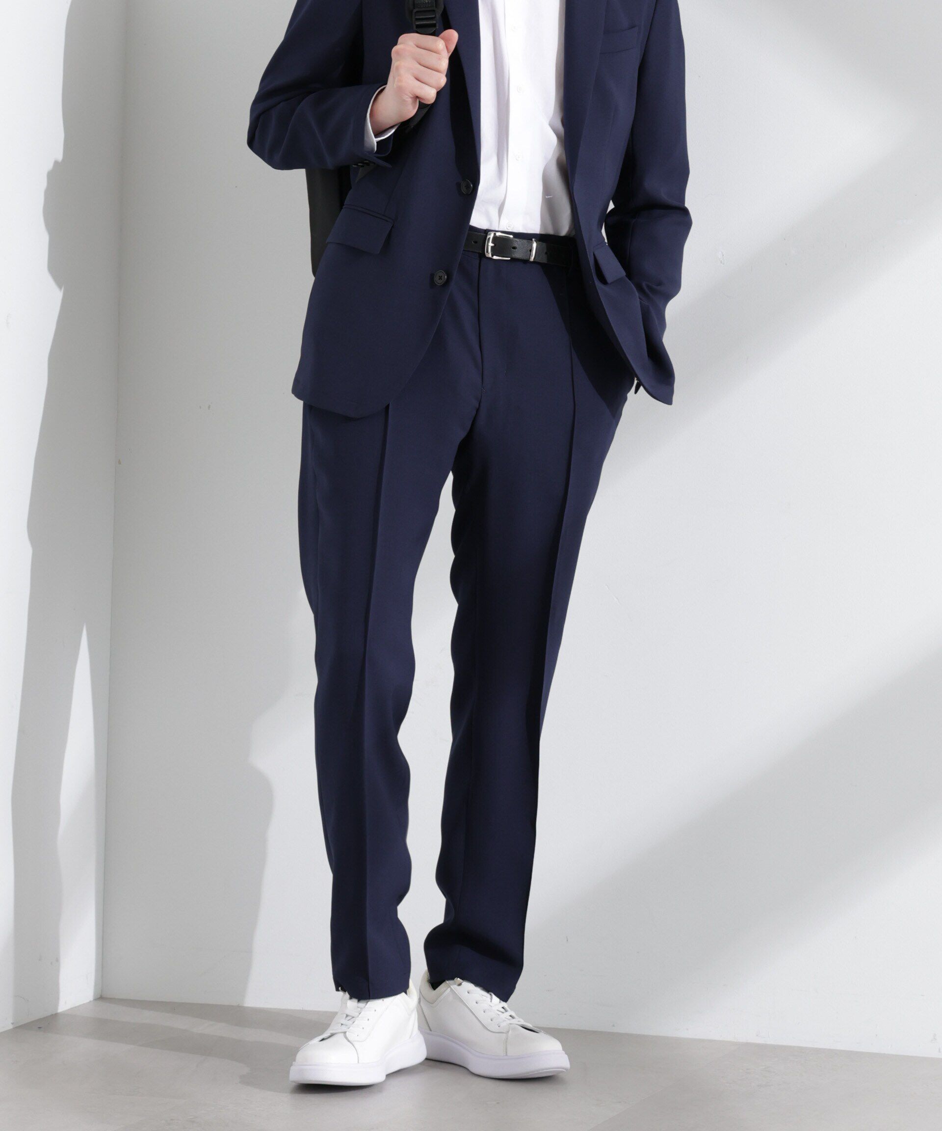 nano･universe「「N TROUSERS PREMIUM」強撚ピケストレッチパンツ(セットアップ可)」|スーツ|ネイビー