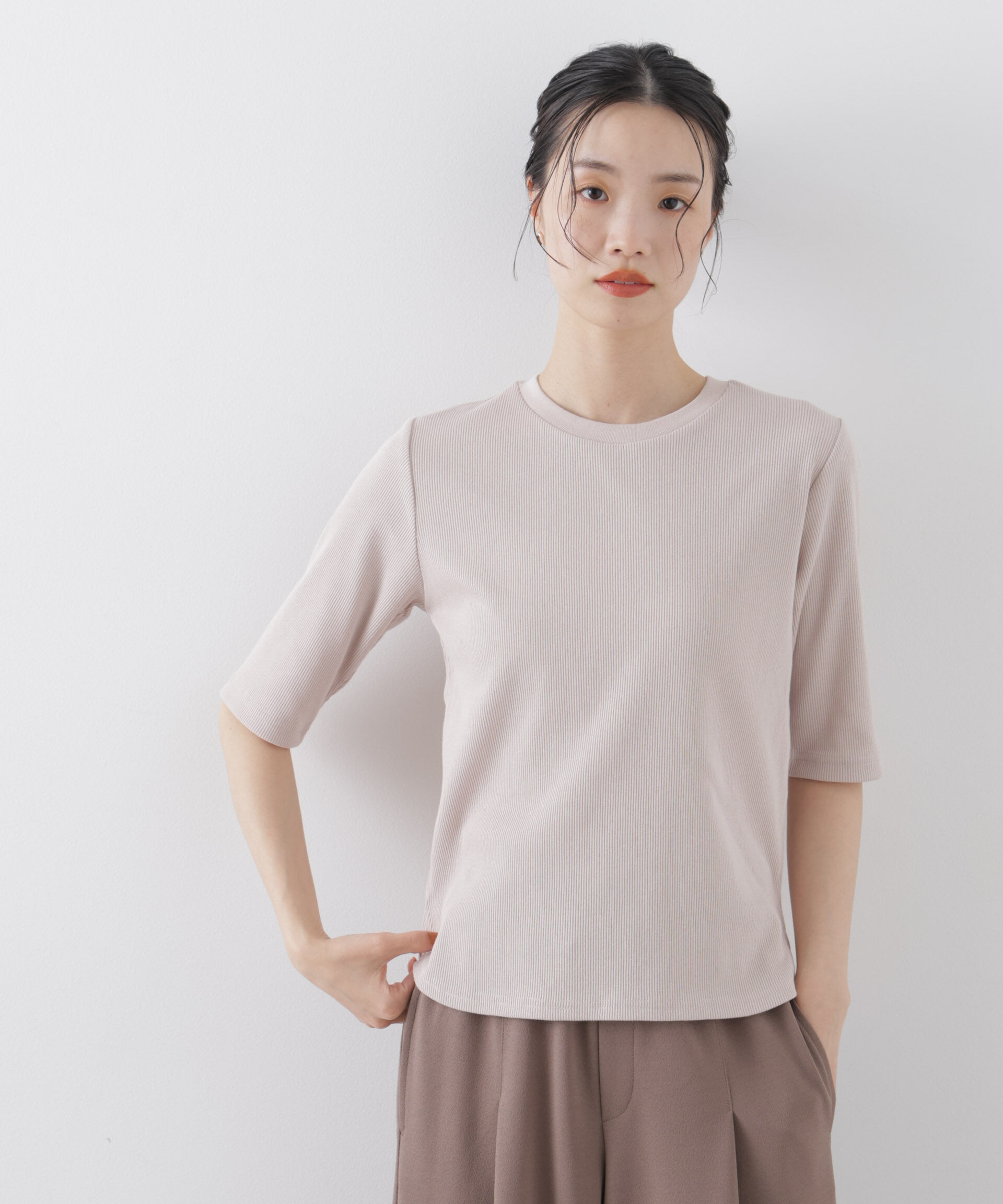 nano･universe「UVカット抗菌防臭吸水速乾イージーケアリブ半袖」|Tシャツ・カットソー|