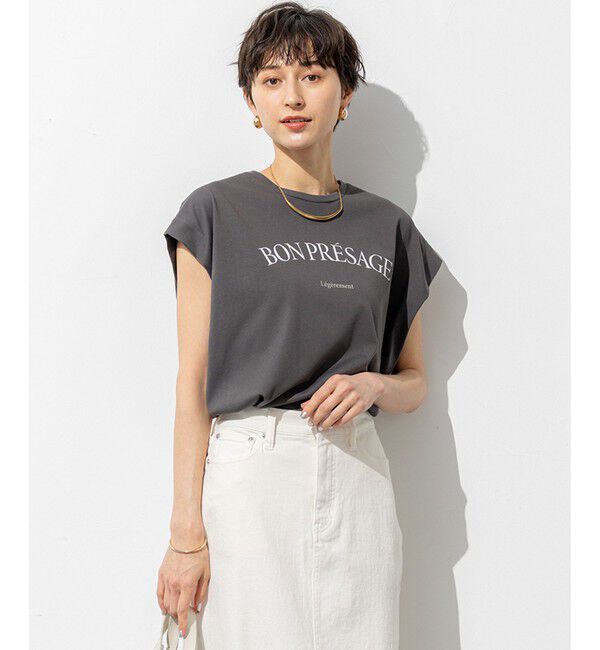 23区「【接触冷感/洗える】BON-PRESAGE ロゴ フレンチスリーブ Tシャツ」|Tシャツ・カットソー|グレー系