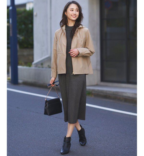 any SiS「【洗える】バスケット編み切替えニット ワンピース」|ワンピース|チャコール