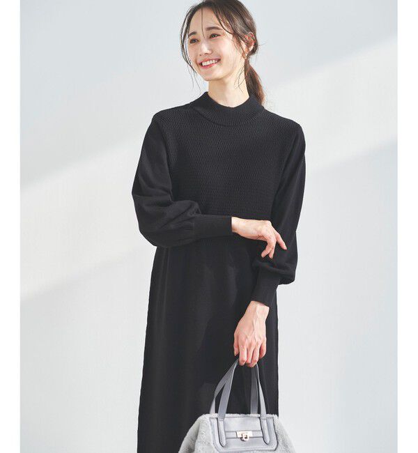any SiS「【洗える】バスケット編み切替えニット ワンピース」|ワンピース|