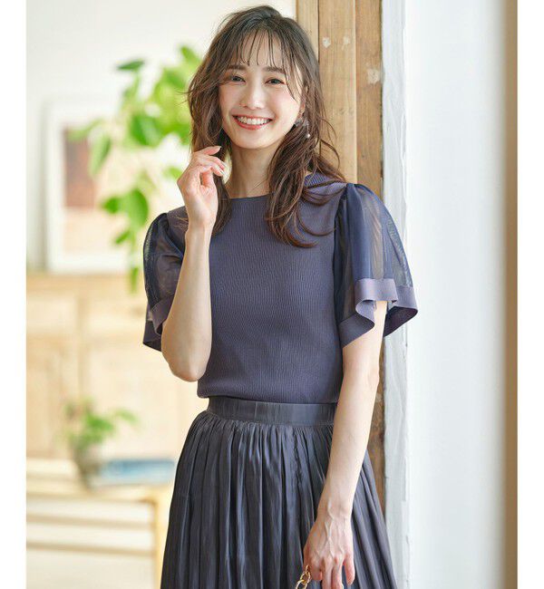 any SiS「【洗える】チュールスリーブ ニット」|ニット・セーター|