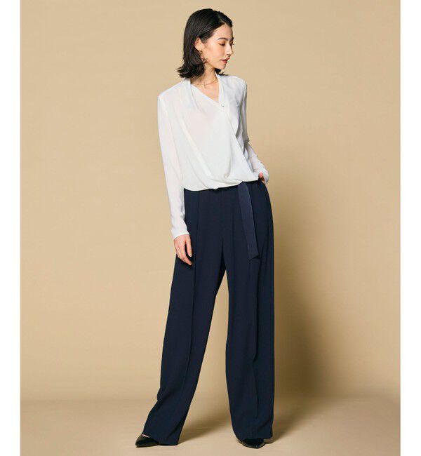 BEIGE,「【L-size・定番】OLIVE / カシュクールロングスリーブブラウス」|シャツ・ブラウス|