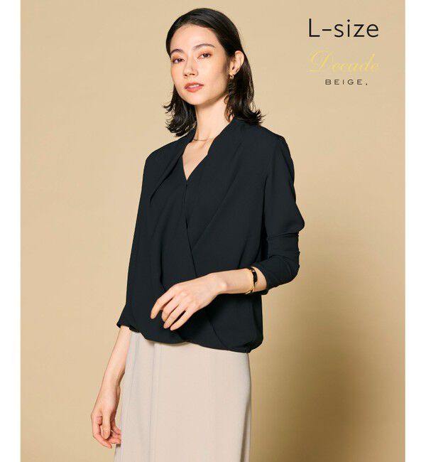 BEIGE,「【L-size・定番】OLIVE / カシュクールロングスリーブブラウス」|シャツ・ブラウス|Black