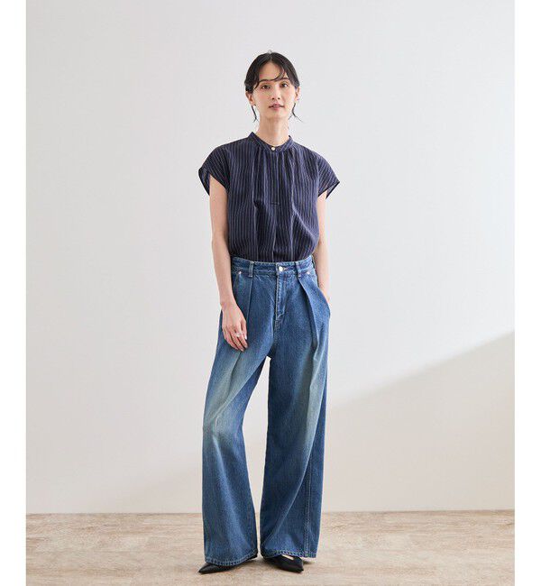 ROPE「【洗える】キュプラシルク フレンチスリーブブラウス」|シャツ・ブラウス|
