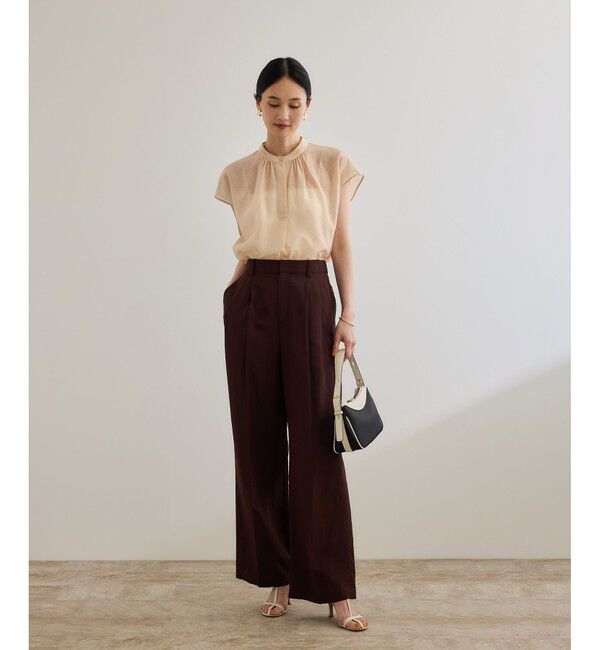 ROPE「【洗える】キュプラシルク フレンチスリーブブラウス」|シャツ・ブラウス|