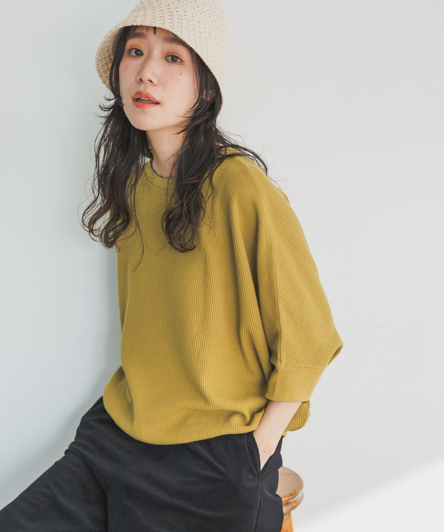 URBAN RESEARCH DOORS「タックフライスワイドTシャツ」|Tシャツ・カットソー|イエロー系その他