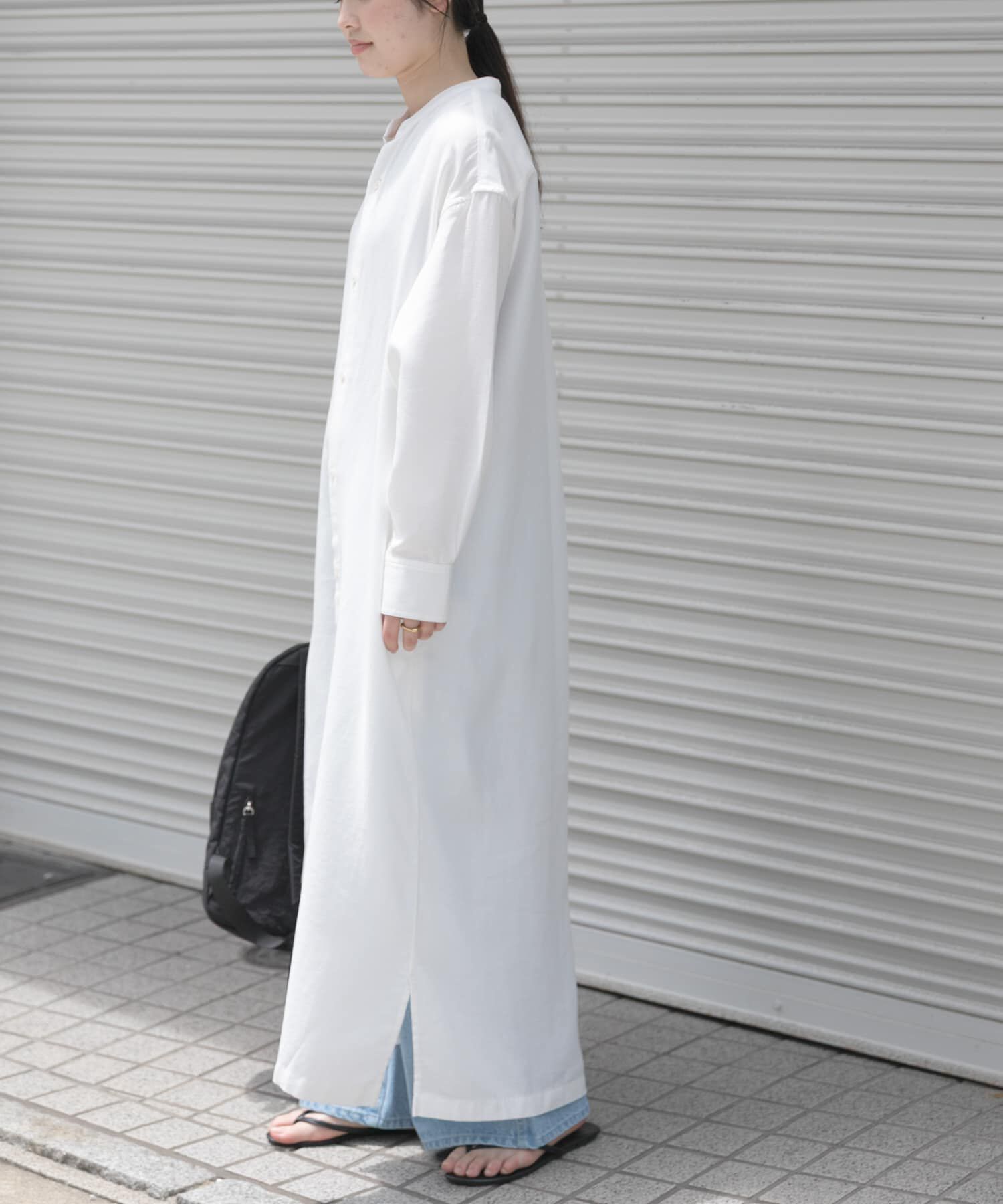 URBAN RESEARCH DOORS「FORK&SPOON　バンドカラーダブルクロスシャツワンピース」|ワンピース|
