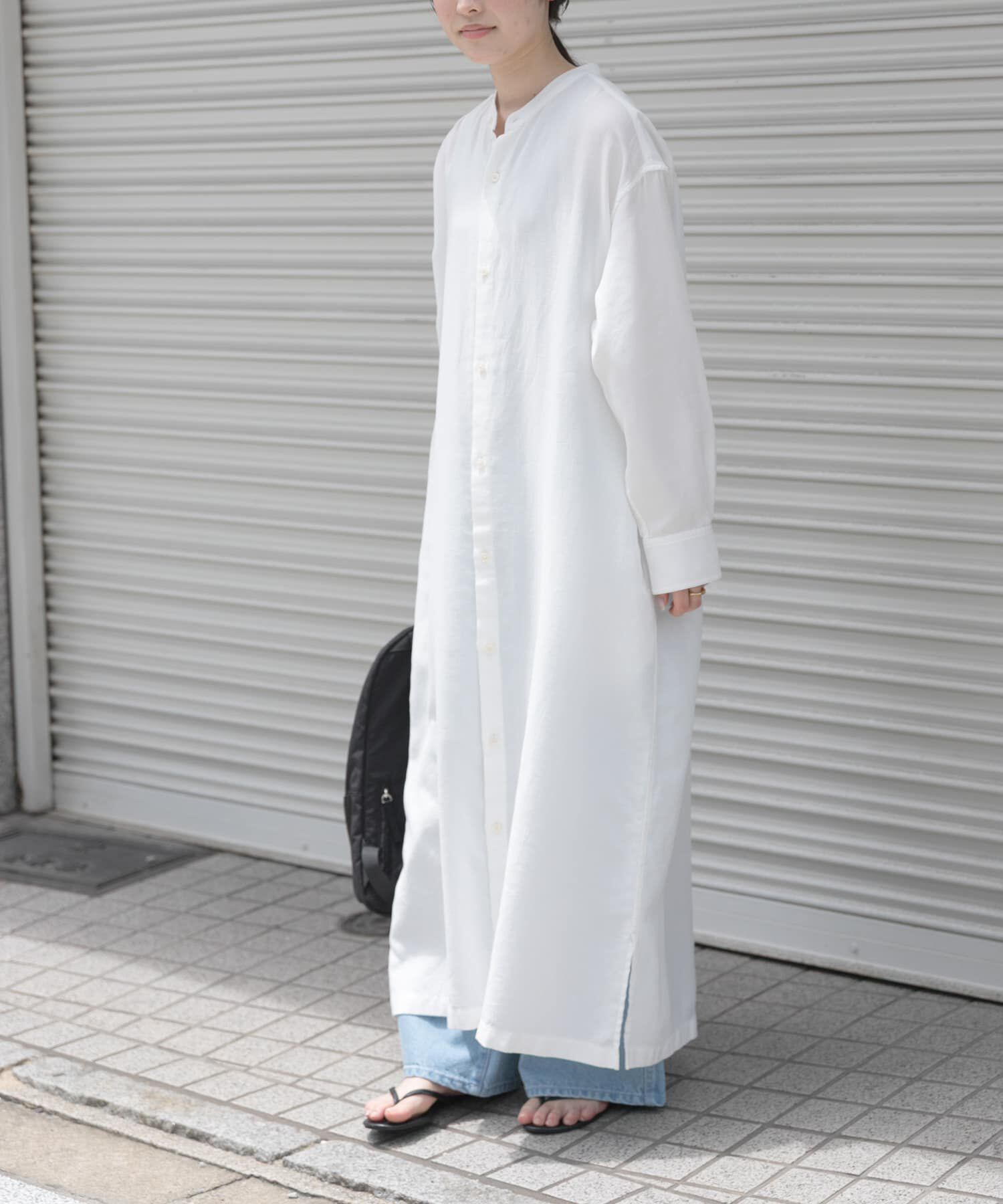 URBAN RESEARCH DOORS「FORK&SPOON　バンドカラーダブルクロスシャツワンピース」|ワンピース|