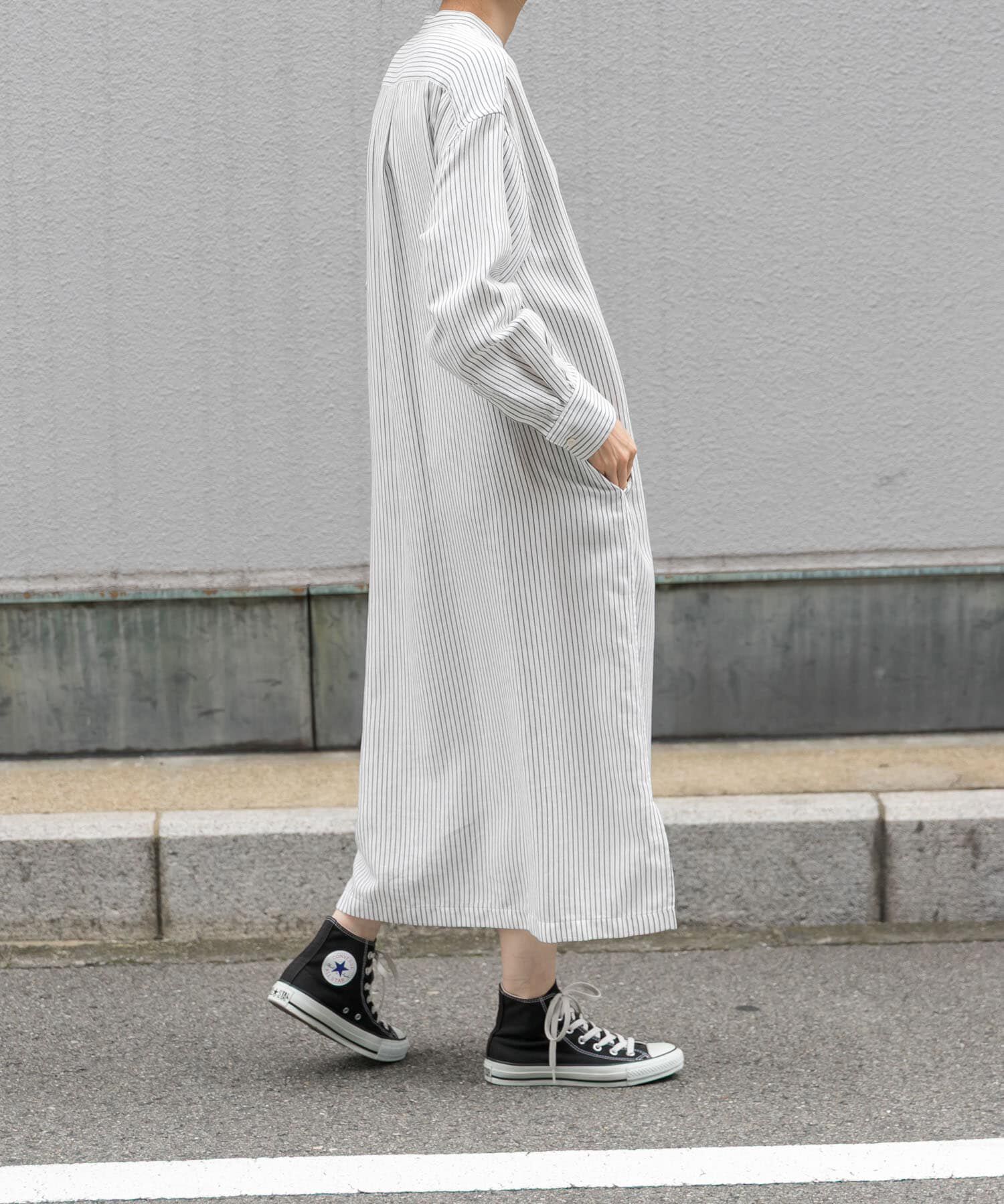 URBAN RESEARCH DOORS「FORK&SPOON　バンドカラーダブルクロスシャツワンピース」|ワンピース|