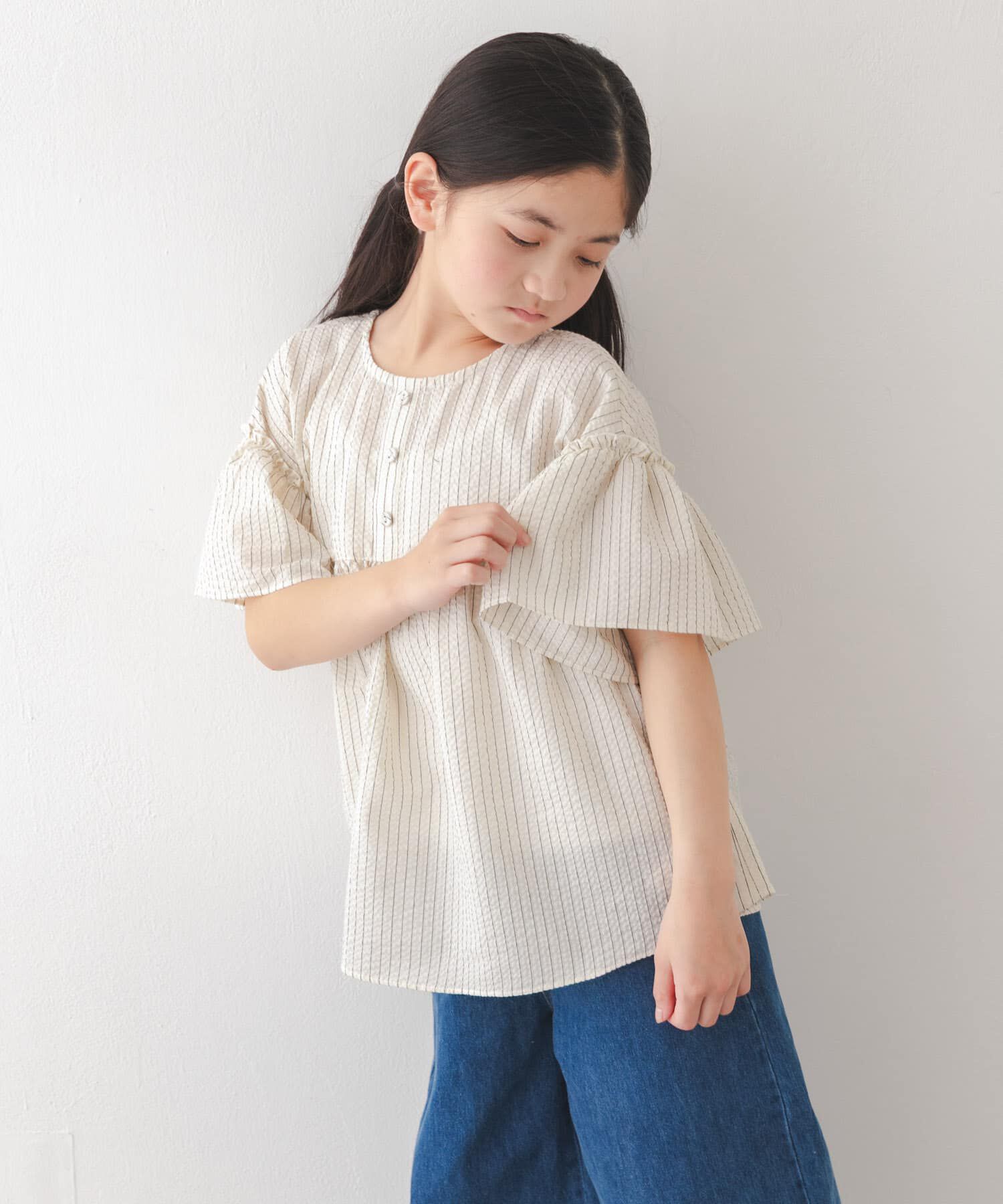 URBAN RESEARCH DOORS「『150サイズあり』ストライプ2wayサッカーブラウス(KIDS)」|その他|