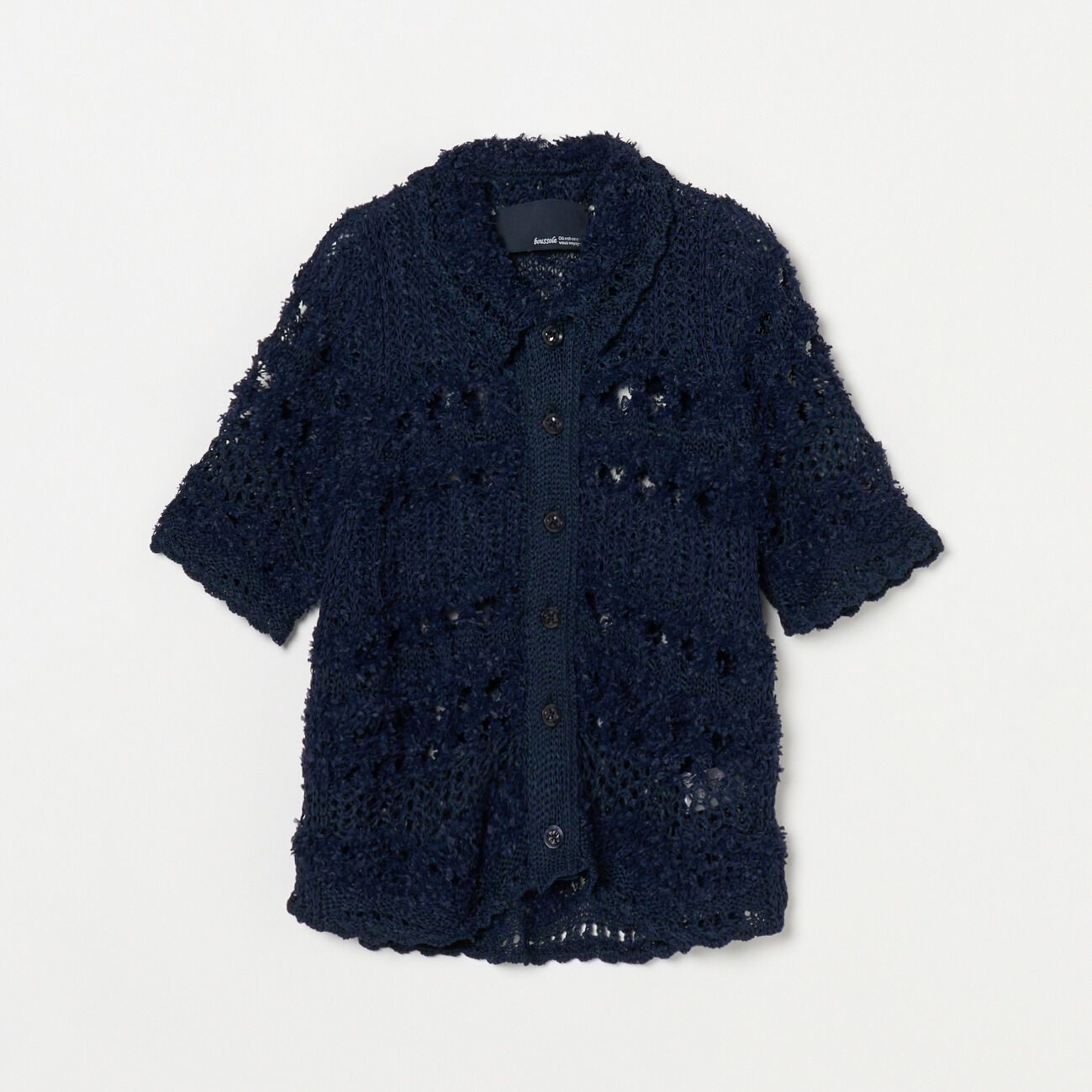  「boussole SHORT SLEEVE POLO CARDIGAN」|ニット・セーター|ネイビー