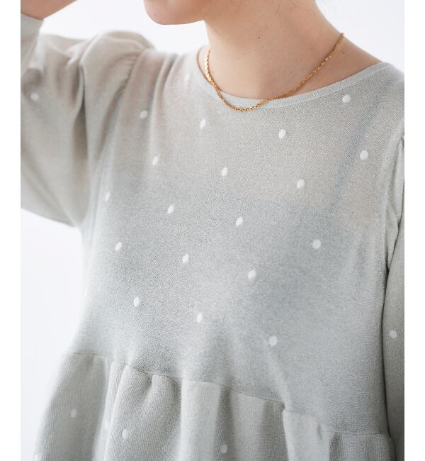 le.coeur blanc「《手洗い可能》Perle Peche ラメドット刺繍ペプラムニット」|ニット・セーター|