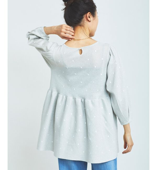 le.coeur blanc「《手洗い可能》Perle Peche ラメドット刺繍ペプラムニット」|ニット・セーター|