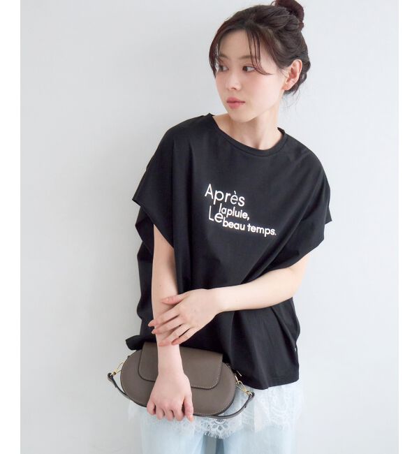  「《WEB限定アイテム》ショルダータック箔プリントTシャツ」|Tシャツ・カットソー|
