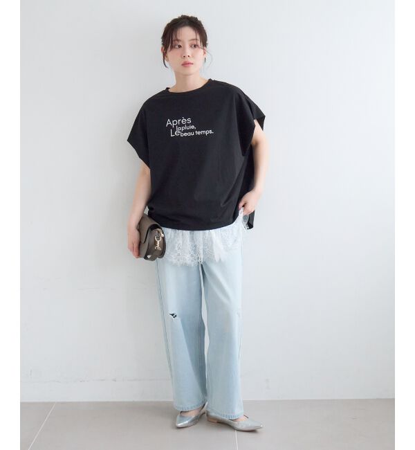  「《WEB限定アイテム》ショルダータック箔プリントTシャツ」|Tシャツ・カットソー|