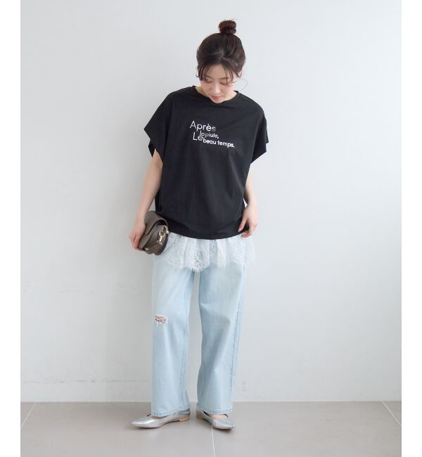  「《WEB限定アイテム》ショルダータック箔プリントTシャツ」|Tシャツ・カットソー|