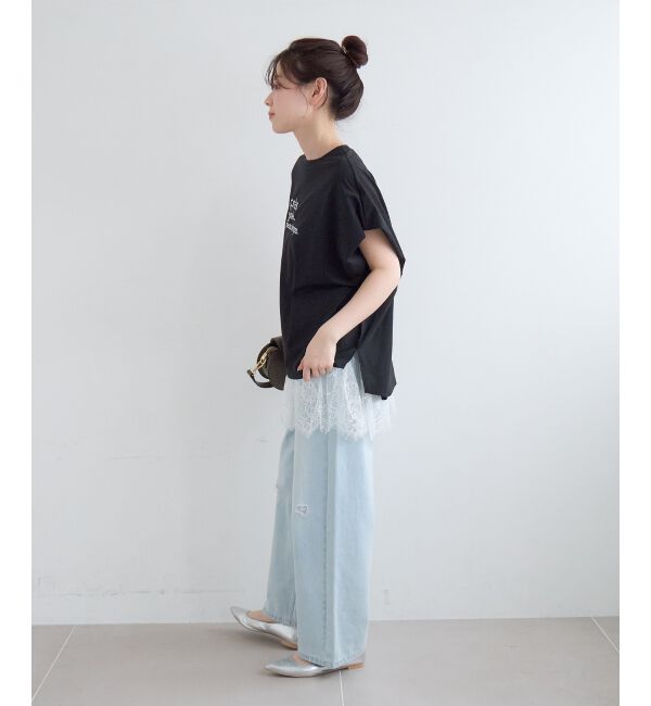  「《WEB限定アイテム》ショルダータック箔プリントTシャツ」|Tシャツ・カットソー|