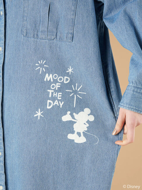  「Mickey/プリントデニムシャツワンピース」|ワンピース|