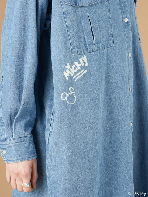  「Mickey/プリントデニムシャツワンピース」|ワンピース|