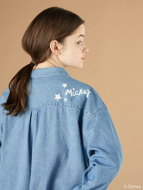  「Mickey/プリントデニムシャツワンピース」|ワンピース|