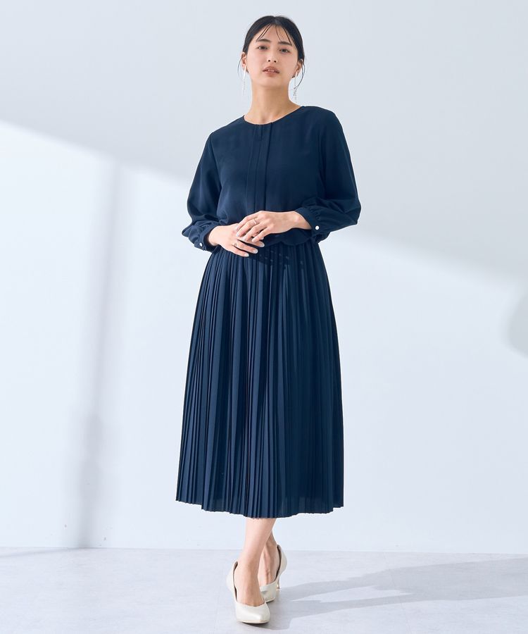 YECCA VECCA「ジョーゼットプリーツワンピース」|ワンピース|