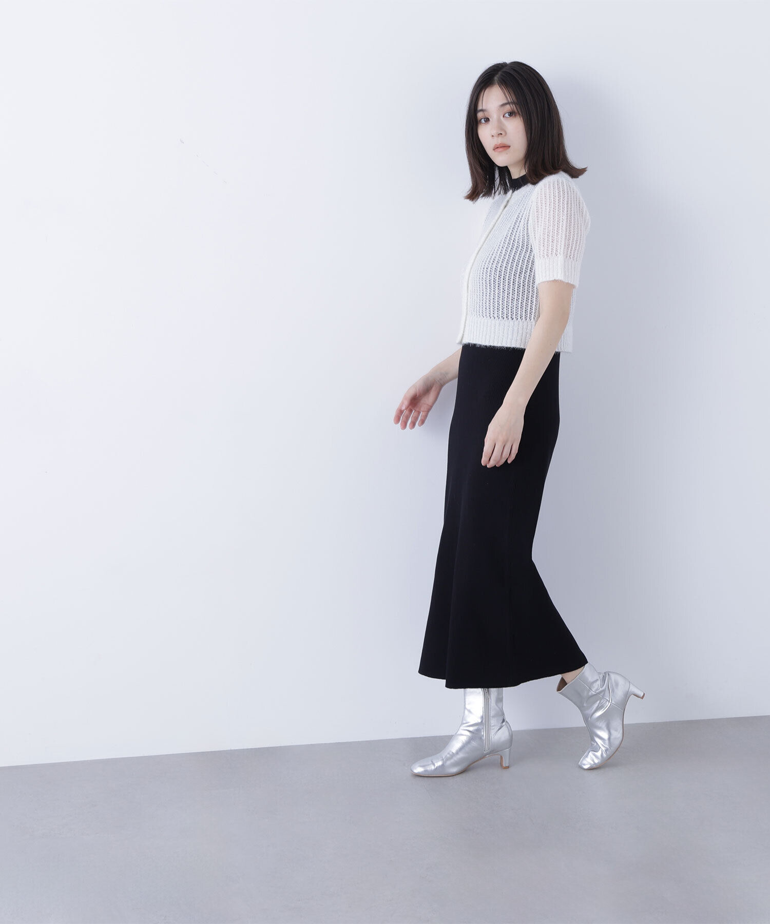  「フィルムラメカーデセットニットワンピース」|ワンピース|